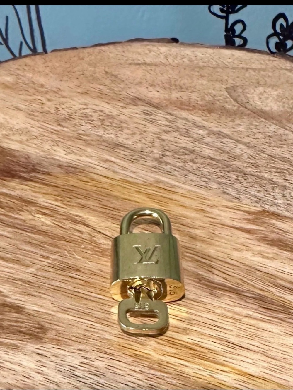 LOUIS VUITTON PadLock Lock & Key Brass Gold Authentic Number 315